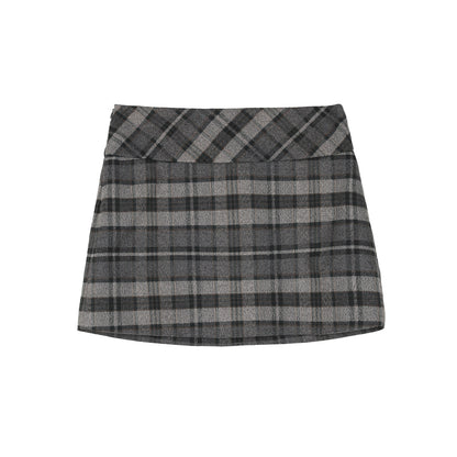 7Shiftin High Waist Cotton Plaid A Line Slim Fit Casual Girls Mini Skirts