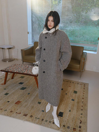 FU FRESH UP Minimalist Detachable Fur Collar Button Tie Women&
