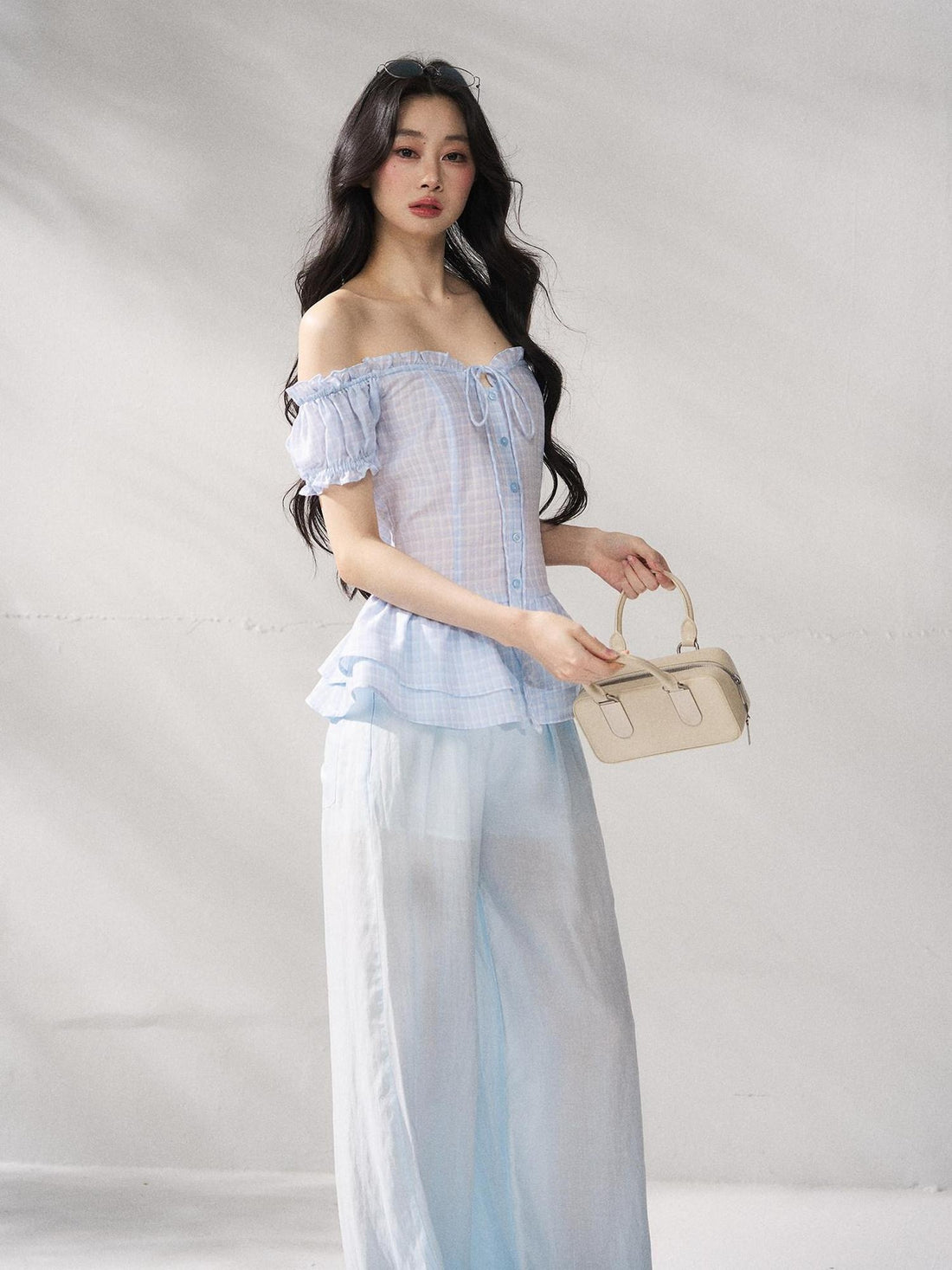 7Shiftin Breathable Plaid Short Sleeve Two Piece High Waist Casual Women Top &amp; Skirt Sets
