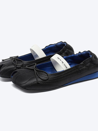 RUN TO THE FUTURE Cross Strap Casual Peep Toe Leather Lined Microfiber Upper Women Black Flats