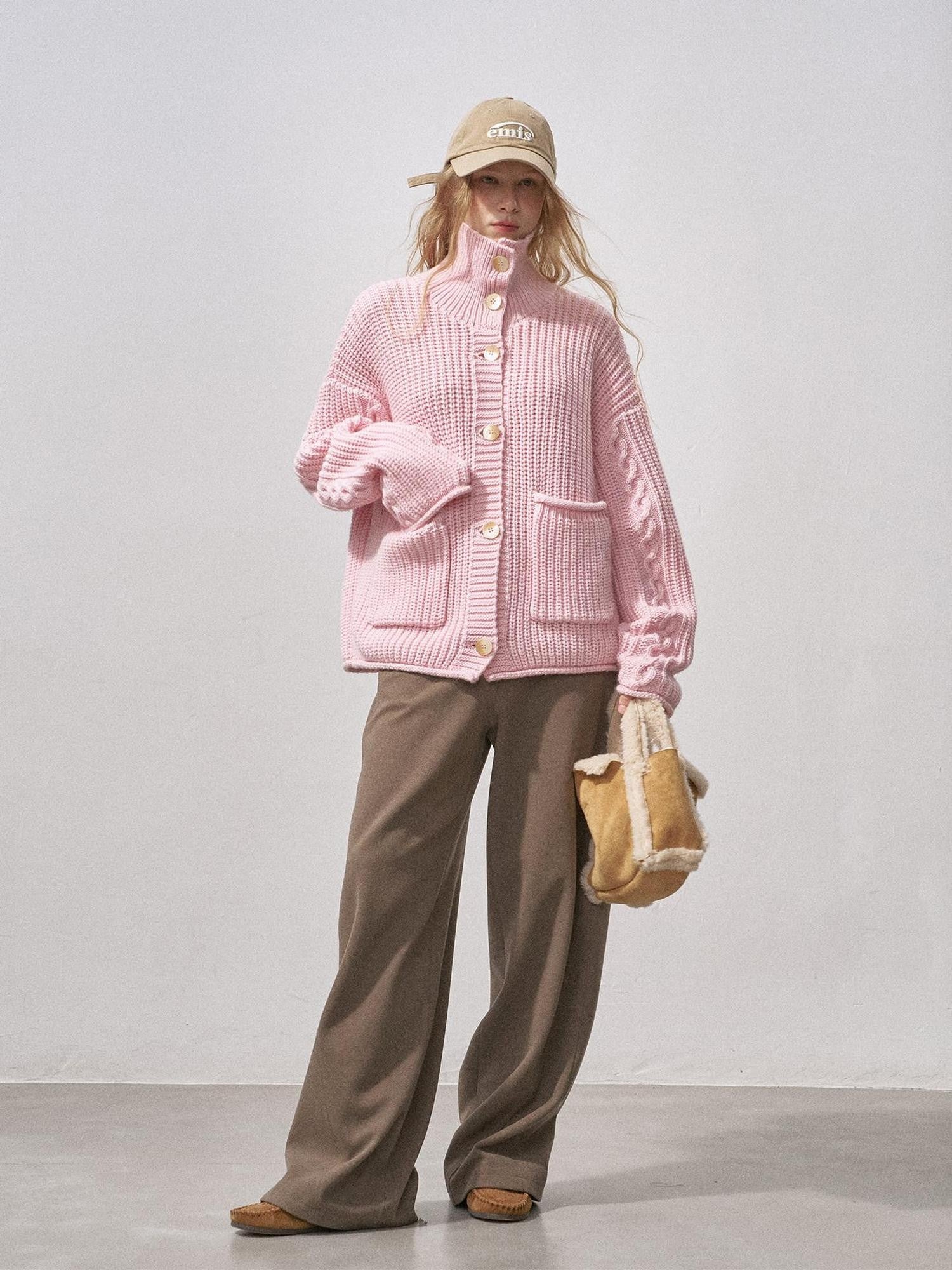 DIDDI MODA Sakura Pink Chunky Cable Knit Women&