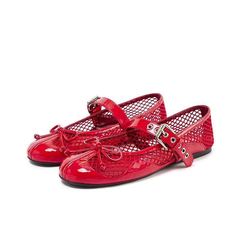 RUN TO THE FUTURE Breathable Cutout Slip On Casual Ballet Round Toe Lambskin Insole Flats