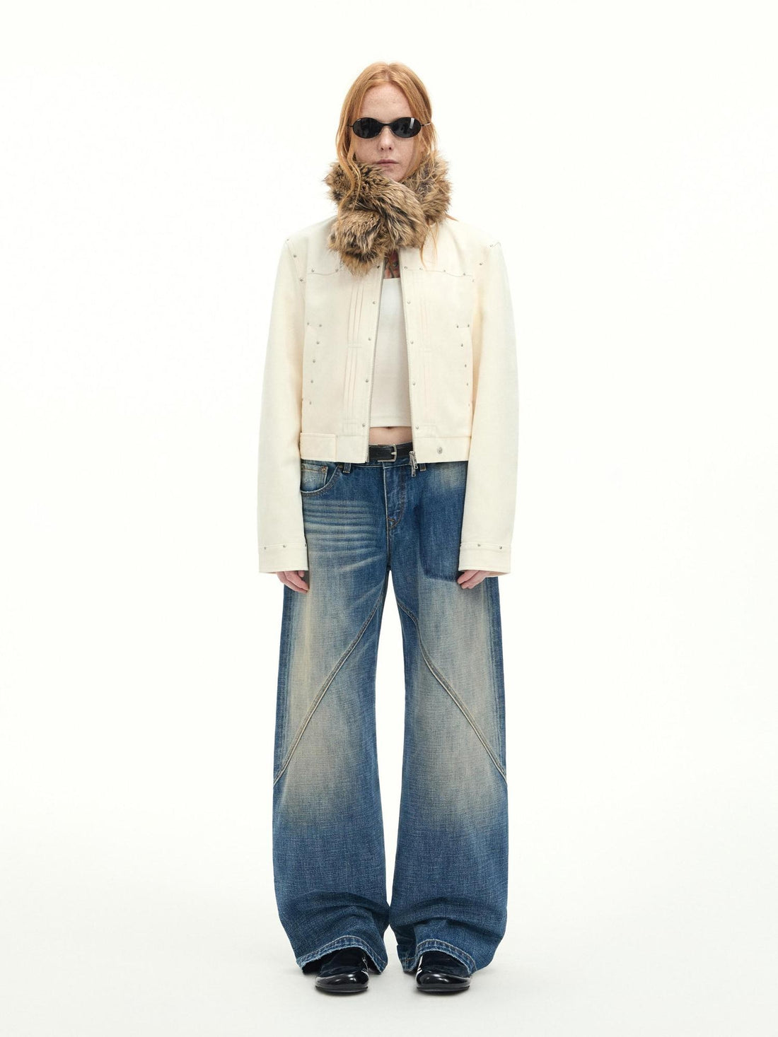 RUN TO THE FUTURE Vintage Washed Low Rise Cotton Boxy Women Zip Fly Nostalgic Blue Straight Jeans