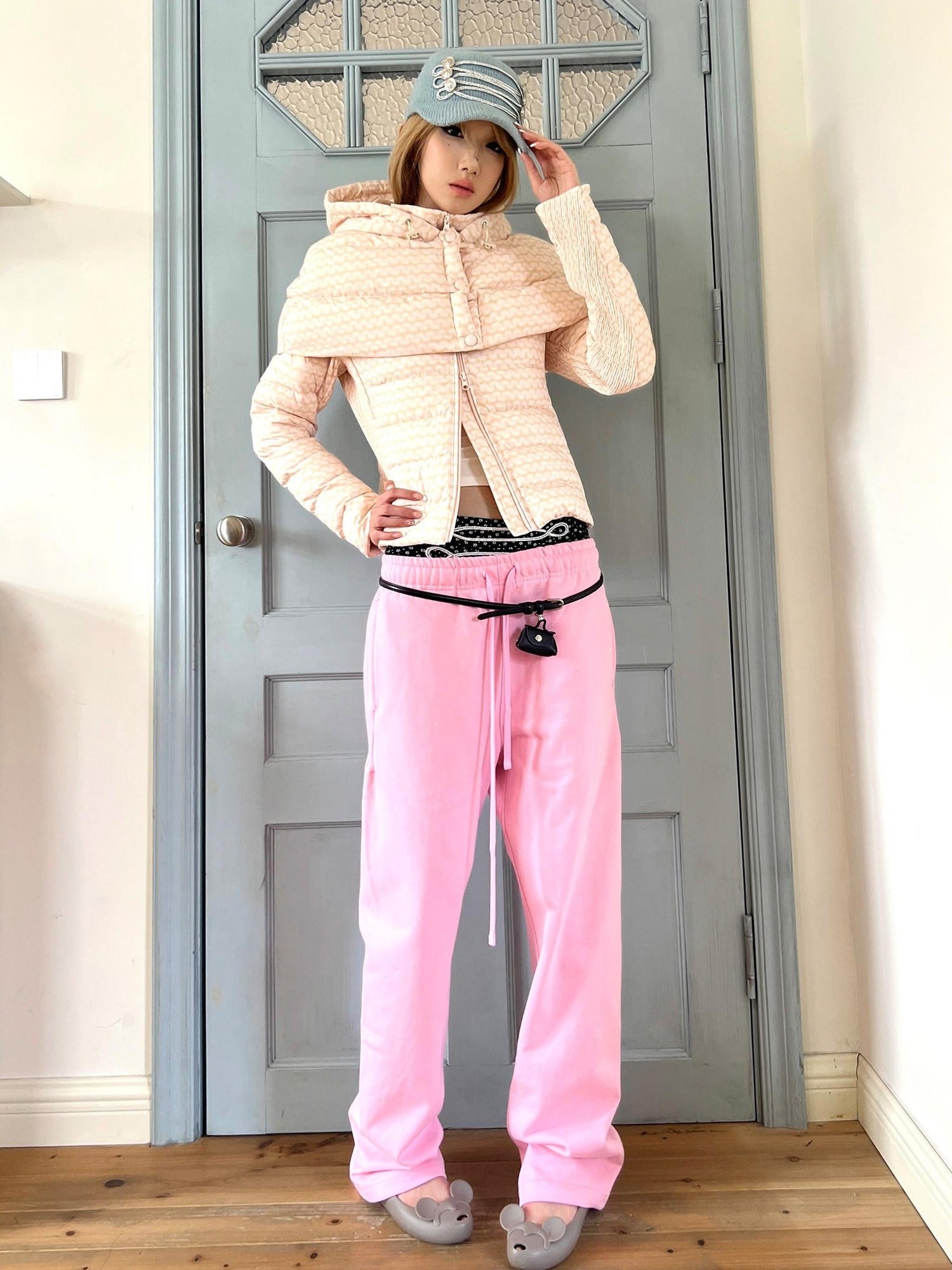 nit alcove 100 Percent Cotton Soft Comfort Casual Natural Waist Unisex Pink Straight Pants