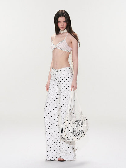 The NeverMore Alphabet And Number Print Cotton Pouch Double Strap Youth Casual White Tote Bags