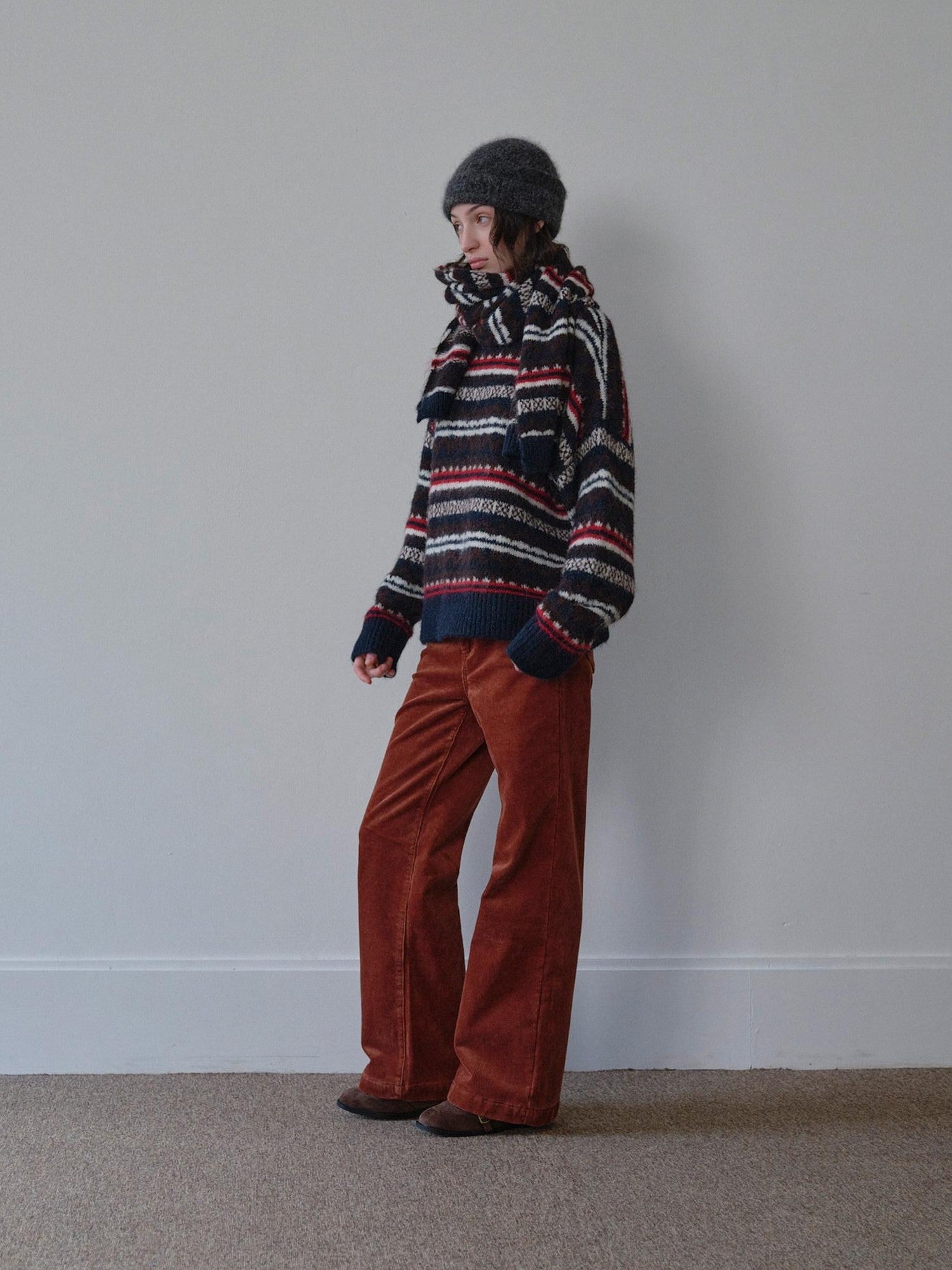 DKZ OFFICIAL Corduroy Orange Solid Pocket Button Women&