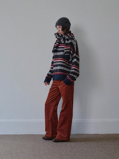 DKZ OFFICIAL Corduroy Orange Solid Pocket Button Women&