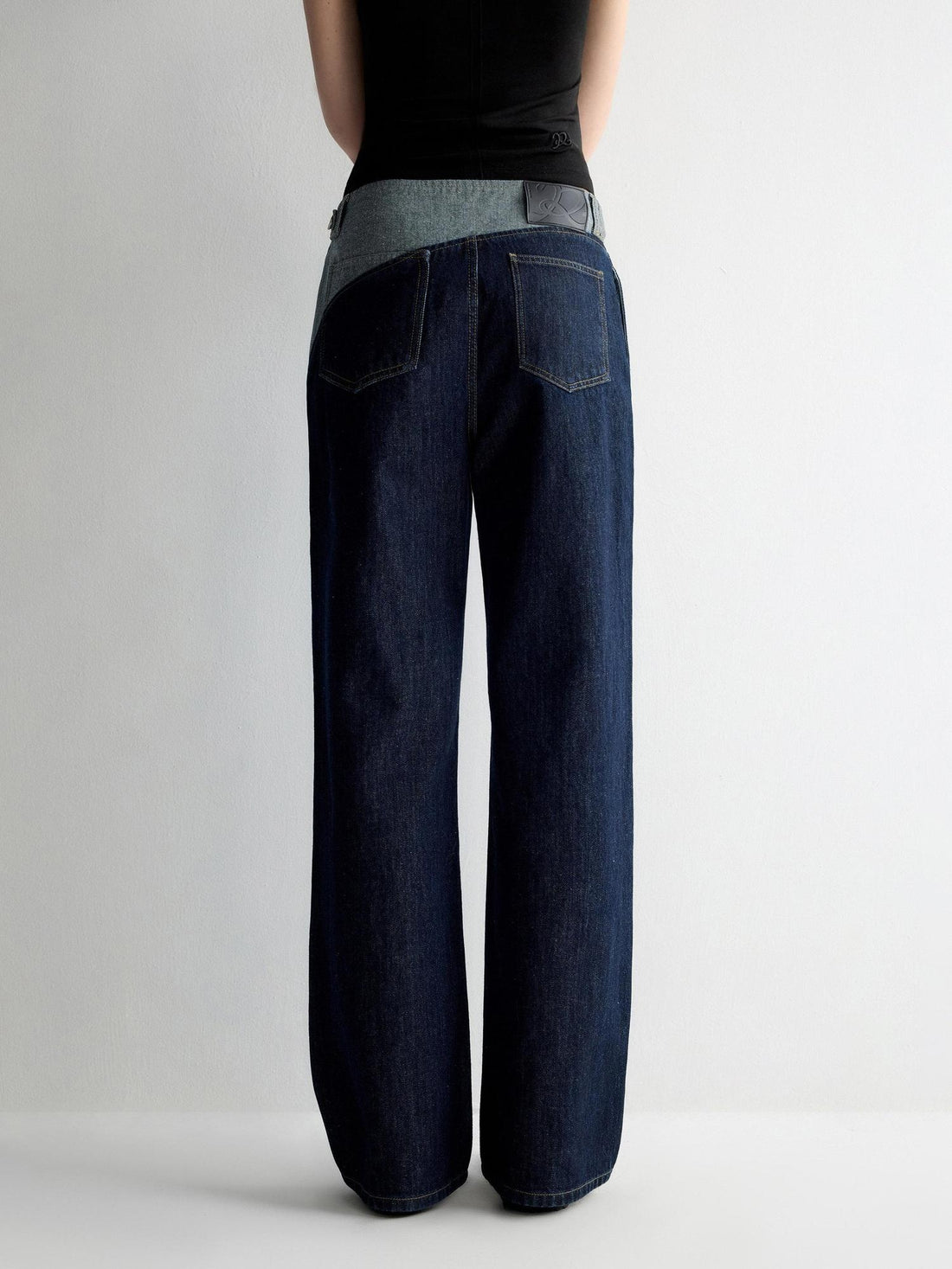 RUN TO THE FUTURE Durable Washed Denim Low Rise Loose Fit Casual Zip Fly Wide-Leg Jeans