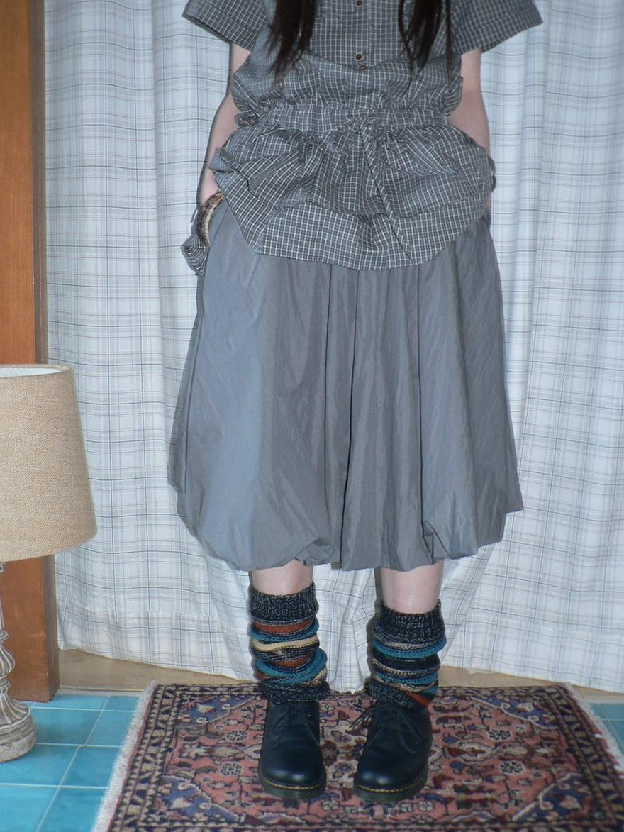 ang project Gray Pleated Elastic Waist Women&
