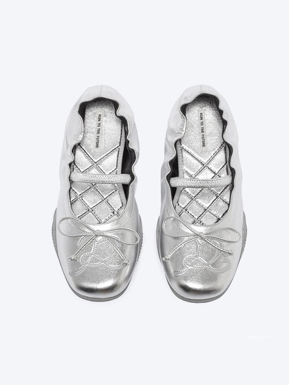 RUN TO THE FUTURE Cushioned Lambskin Casual Round Toe Microfiber Upper Rubber Sole Flats