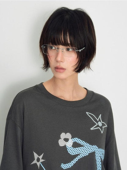NAPSNAPS Rhinestone Print Loose Women&