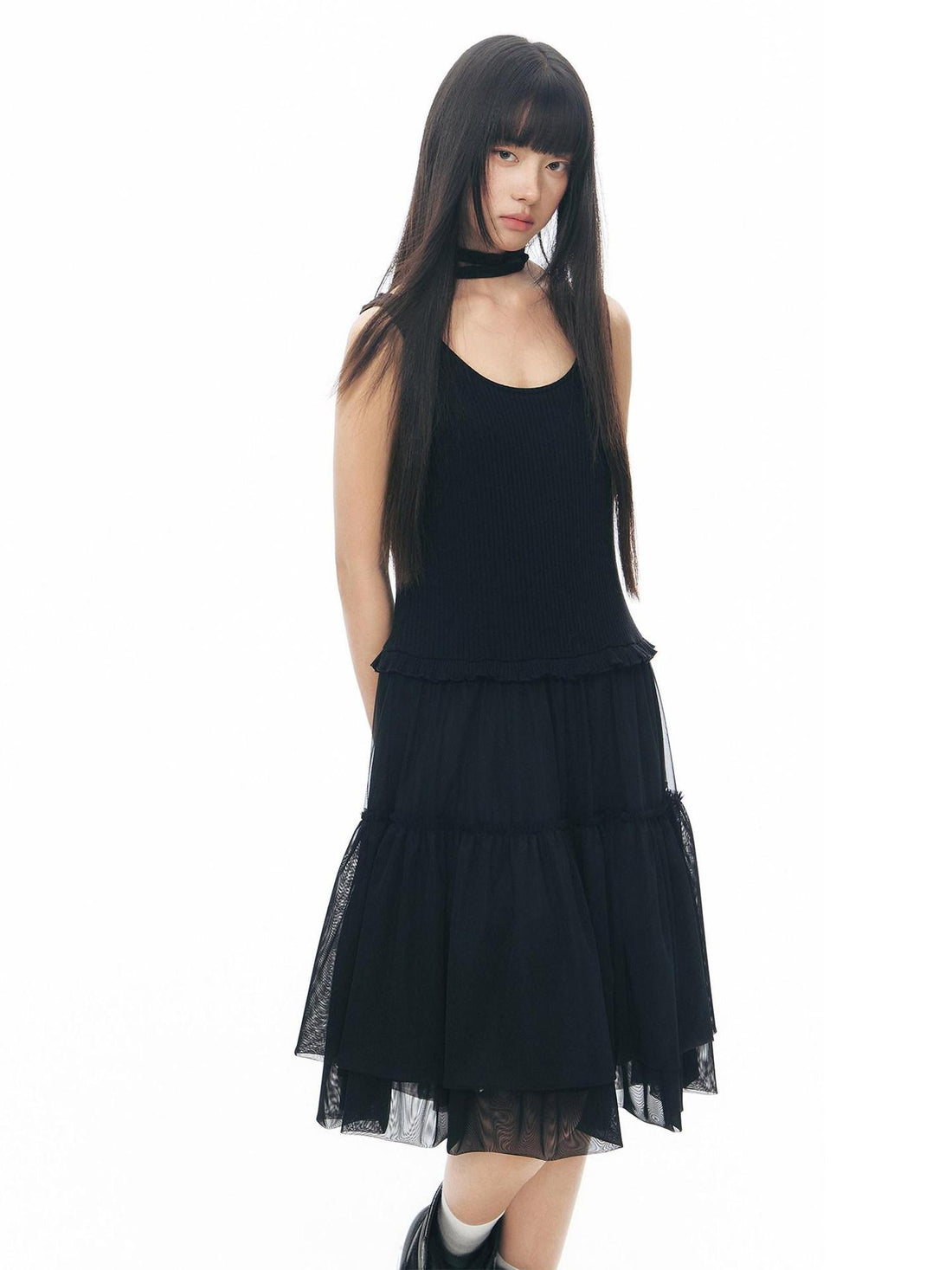 NAPSNAPS Tulle Spliced Knit Vest Women&