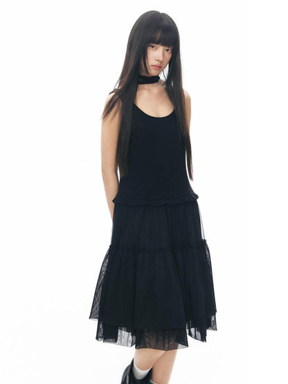 NAPSNAPS Tulle Spliced Knit Vest Women&