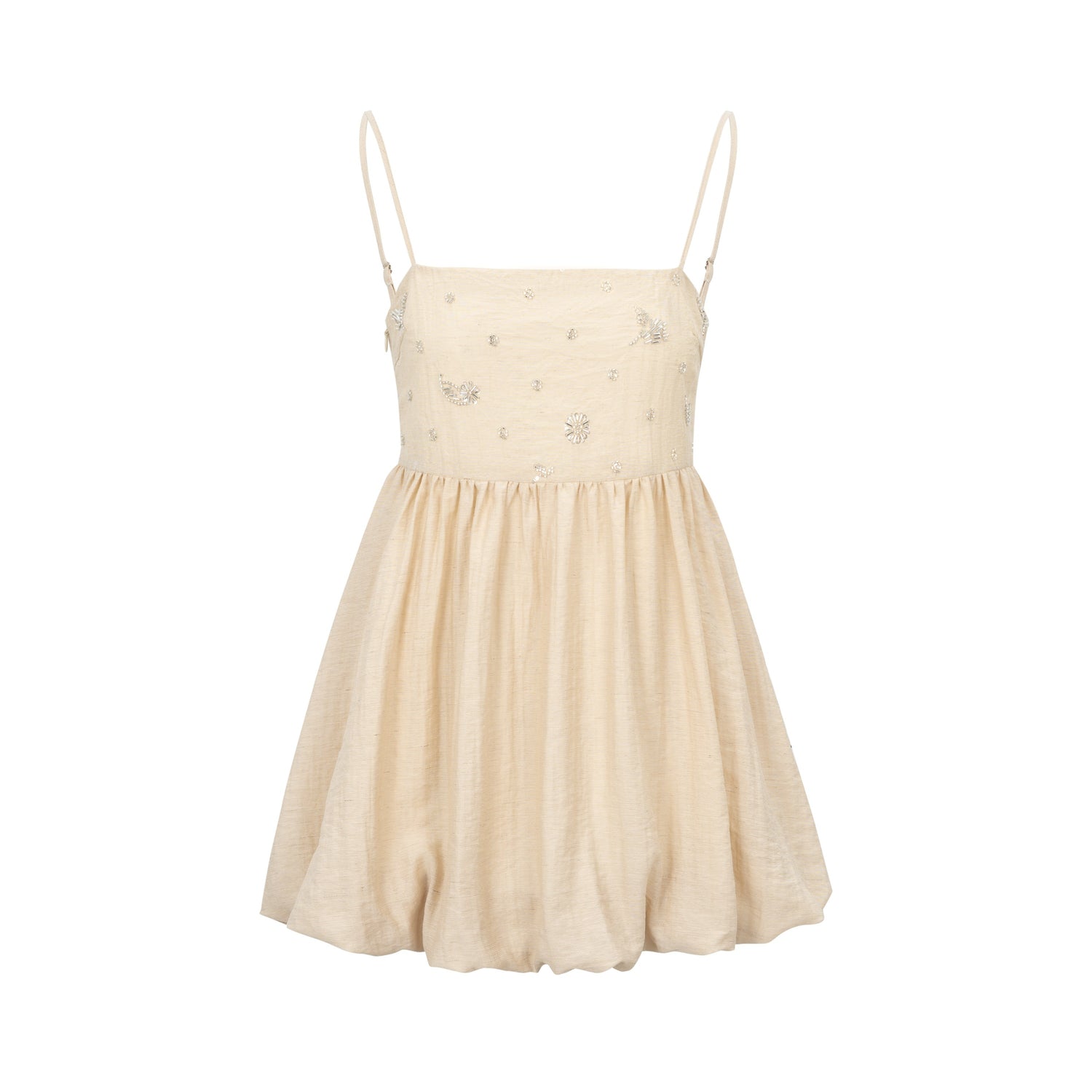 Dorydory_Apricot_Beige_Beaded_Square_Neck_Tulip_Hem_Women&