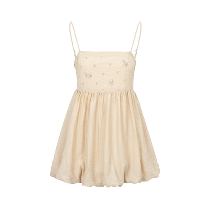 Dorydory_Apricot_Beige_Beaded_Square_Neck_Tulip_Hem_Women&