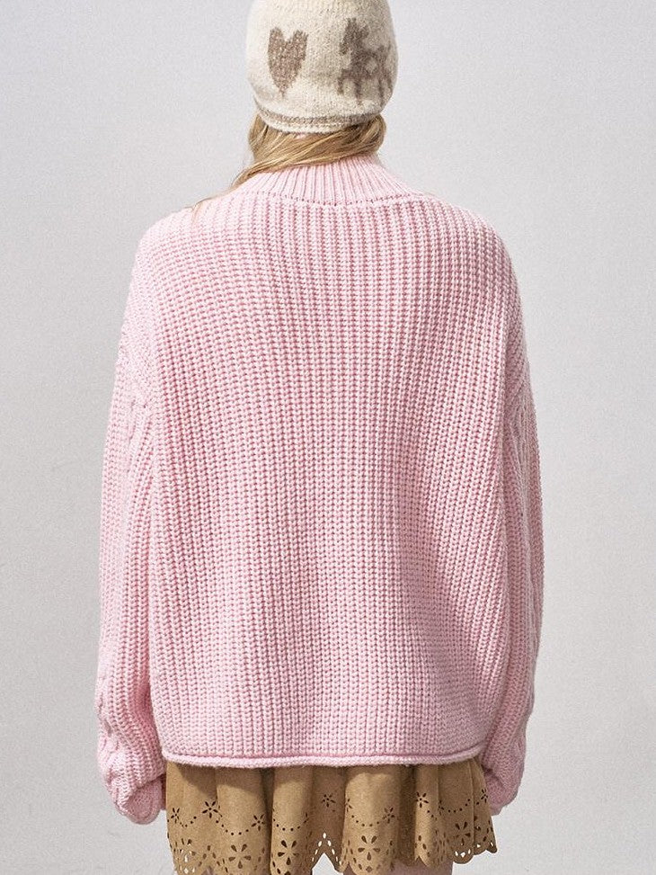 DIDDI MODA Sakura Pink Chunky Cable Knit Women&