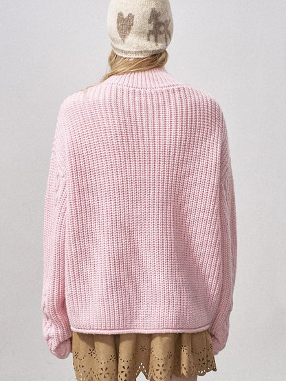 DIDDI MODA Sakura Pink Chunky Cable Knit Women&