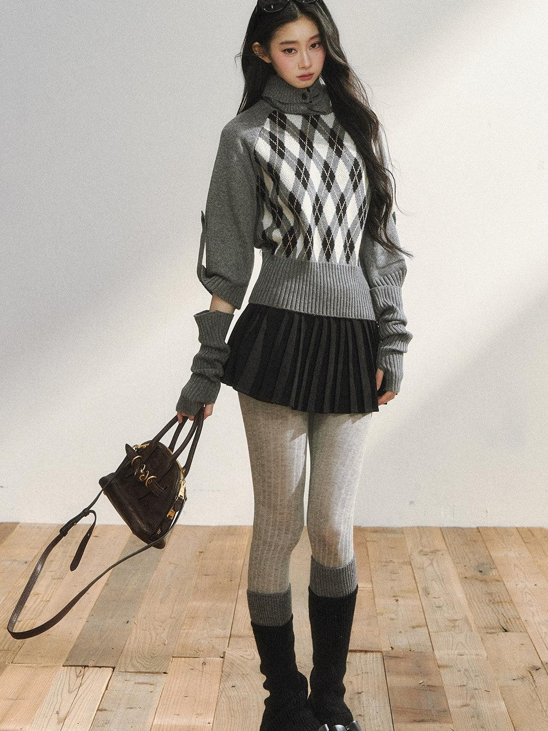 7Shiftin Cozy Vintage Slim Fit Turtleneck Pullover Women Plaid Knitwear Tops Sweaters