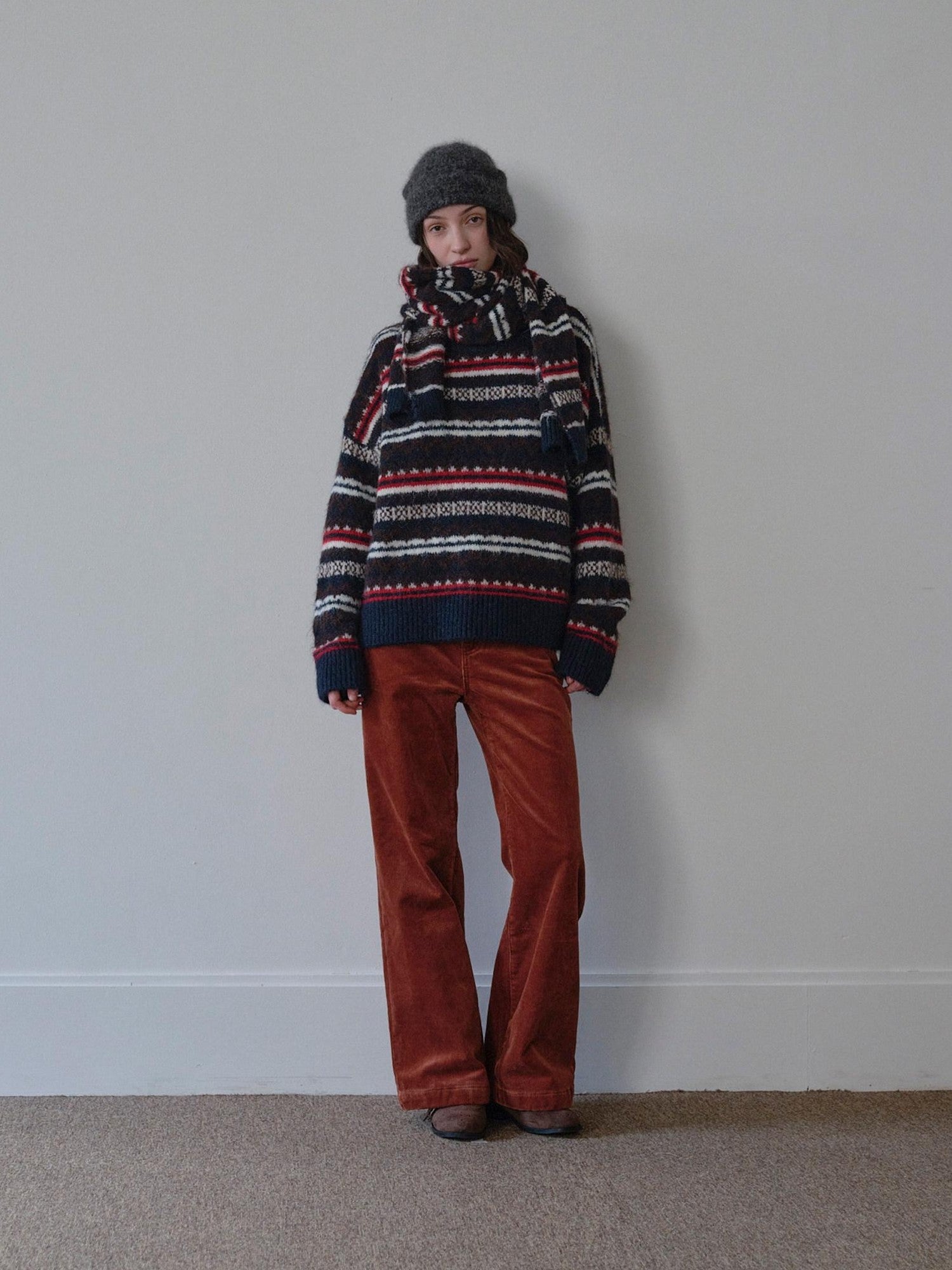 DKZ OFFICIAL Corduroy Orange Solid Pocket Button Women&