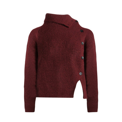 NAPSNAPS_Rust_Red_Asymmetrical_Placket_Knit_Mock_Neck_Women&