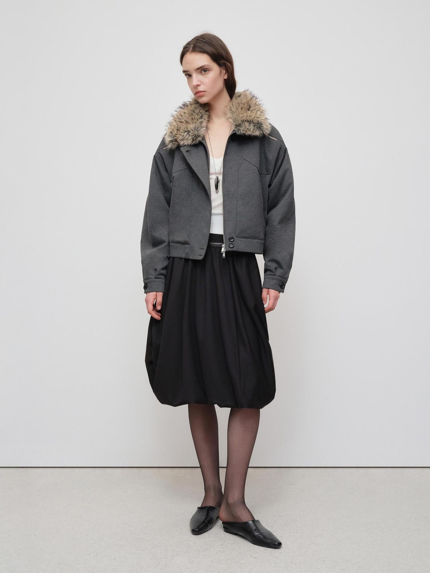 RUN TO THE FUTURE Versatile Cropped Relaxed Fit Commuting Zip Front Gray Track Jackets