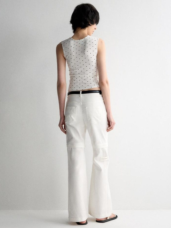 RUN TO THE FUTURE Recycled Fiber Original Micro Flare Low Waist Zip Fly Women Pocketed Chinos