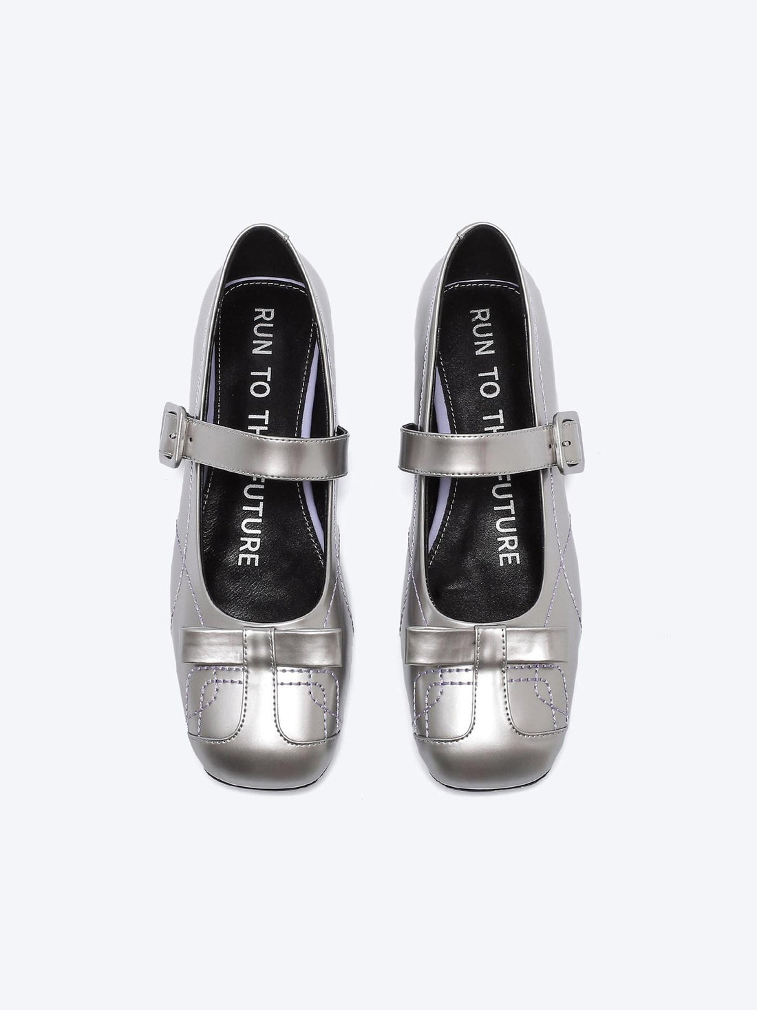 RUN TO THE FUTURE Sheepskin Insole Vintage Square Toe One Strap Low Heel Rubber Sole Women Flats