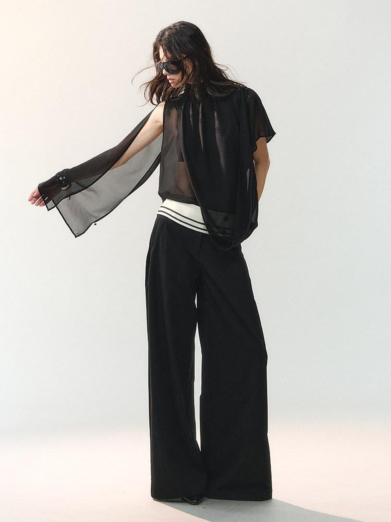 AnnoMundi Night Shadow Airy Draped Asymmetrical Layered Sheer Women&