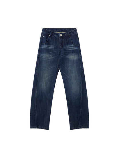 RUN TO THE FUTURE Vintage Washed High Cotton Relaxed Mid Low Waist Women Zip Fly Straight Jeans