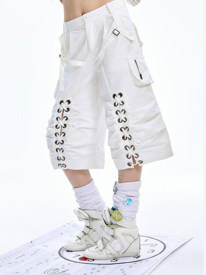 nit alcove Original Baggy Low Waist Cotton Unisex White Casual Street Mid-Length Shorts