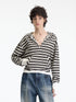 RUN TO THE FUTURE Soft Stretch Cotton Hooded Zip Striped Casual Women Knit Cardigans
