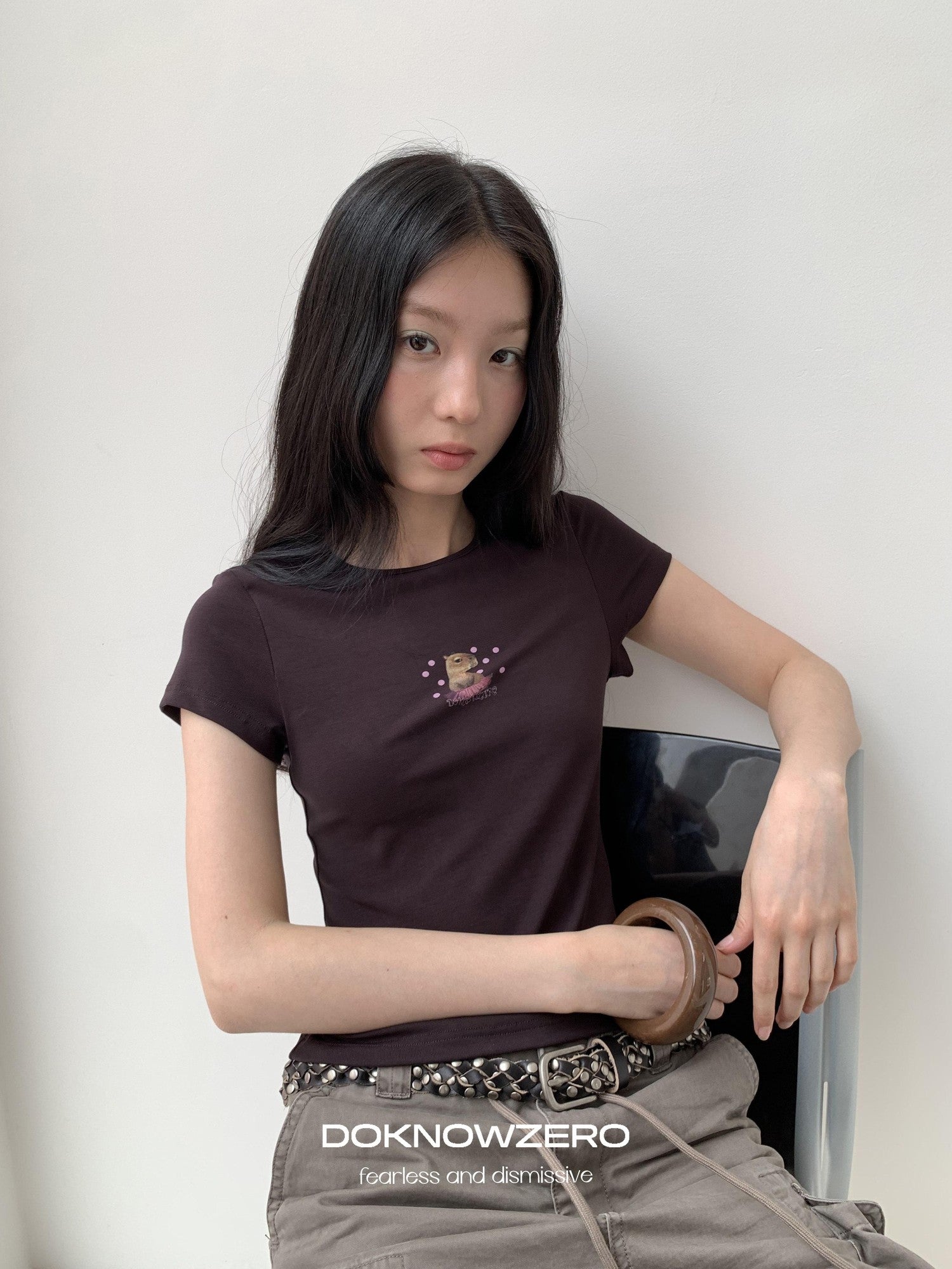 DKZ OFFICIAL Coffee Retro Print Slim Fit Women&