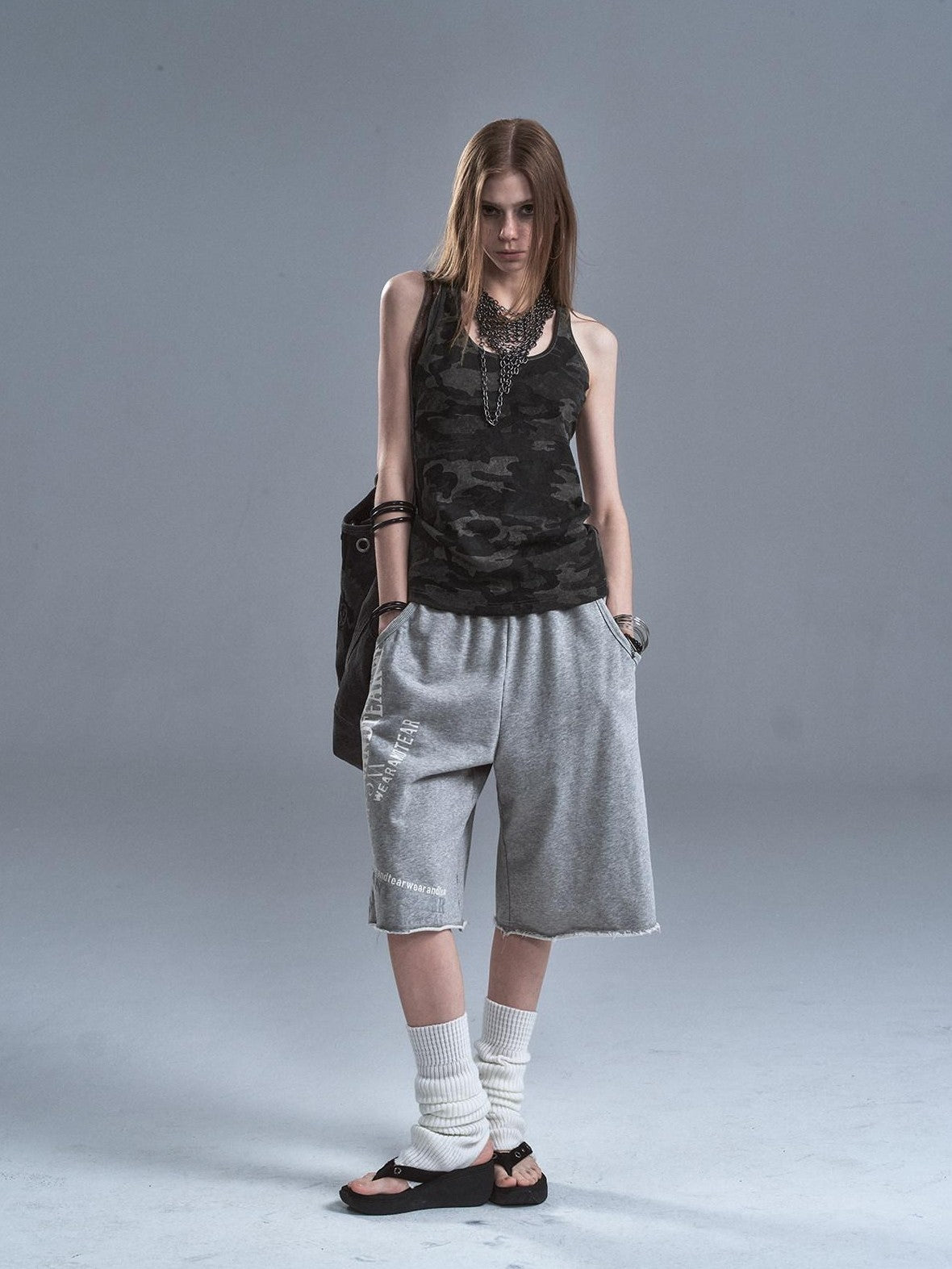 wear And tear Dark Camouflage Back Line Print Racerback Slim Women&
