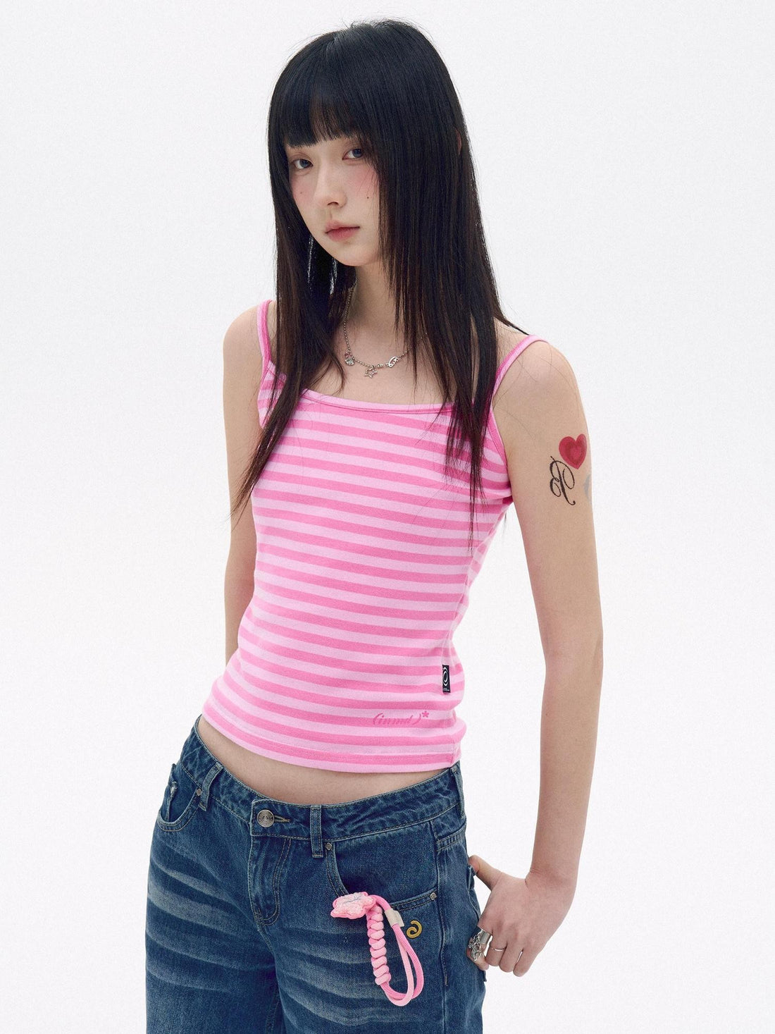 innomoood Slim Fit Striped Print V-neck Women&