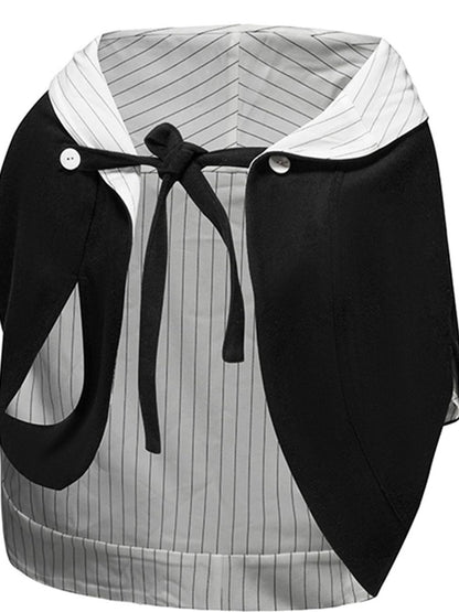 nit alcove Warm Wool Blend Reversible Asymmetric Short Tie Closure Striped Unisex Accessories