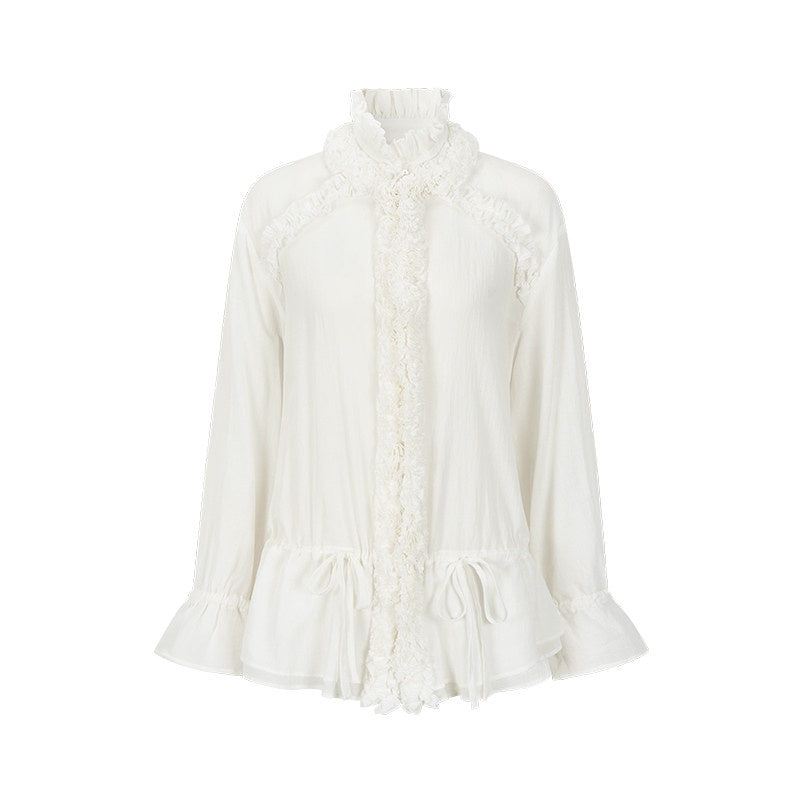 AnnoMundi Mist White Pleated Drawstring Lace Women&