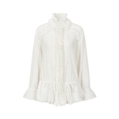 AnnoMundi Mist White Pleated Drawstring Lace Women&