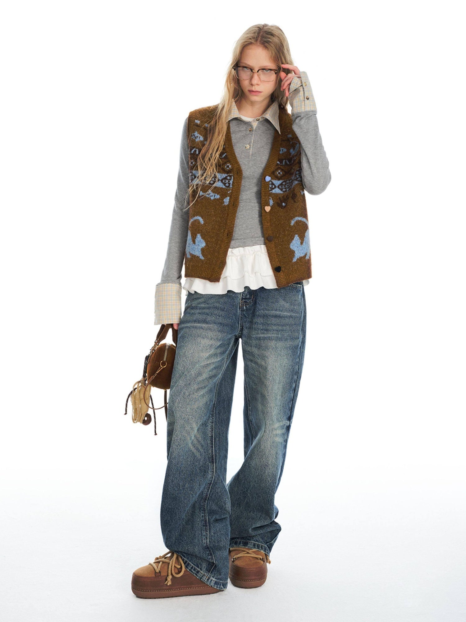 OuttheBlue Recycled Green Fiber Animal Print Commuter Style Women Cardigan Tank Tops