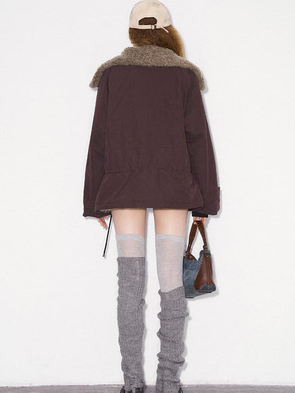 DIDDI MODA Fuzzy Pocket Open Cardigan Knitted Two Piece Women&