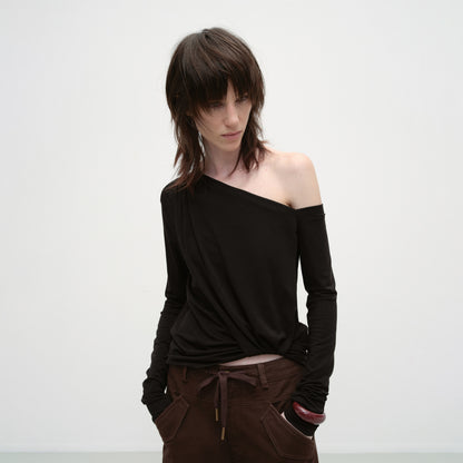 RUN_TO_THE_FUTURE_Moisture_Wicking_Lyocell_Slim_Asymmetric_Neck_Ruched_Long_Sleeve_T-Shirts_MISSTT