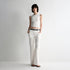 RUN TO THE FUTURE Recycled Fiber Original Micro Flare Low Waist Zip Fly Women Pocketed Chinos