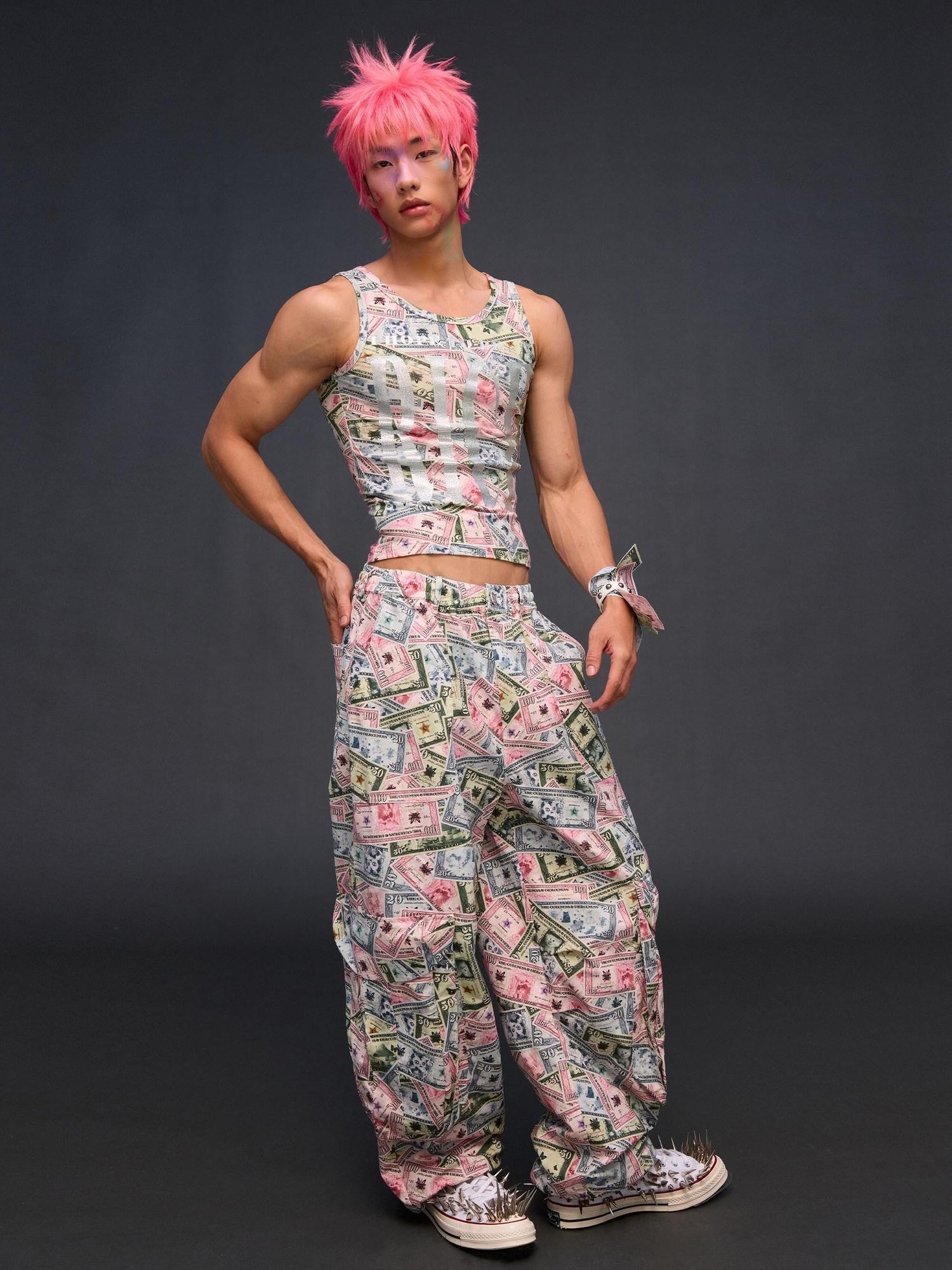 CFIERCE Money Print Cargo Multi Pocket Women&