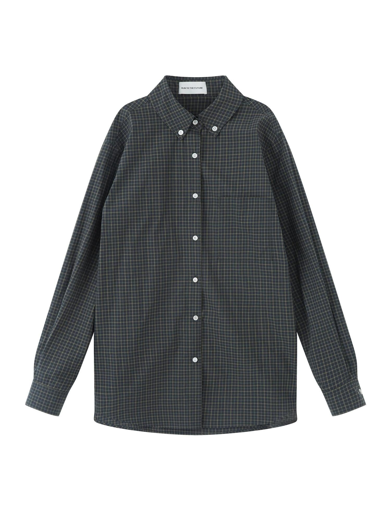 RUN TO THE FUTURE Soft 100% Cotton Breathable Original Loose Polo Collar Button Plaid Shirts