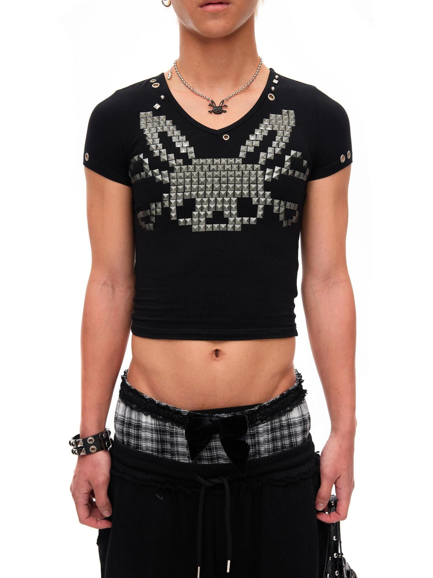 CFIERCE Velvet Bow Asymmetrical Distressed Faux Two Piece Women&