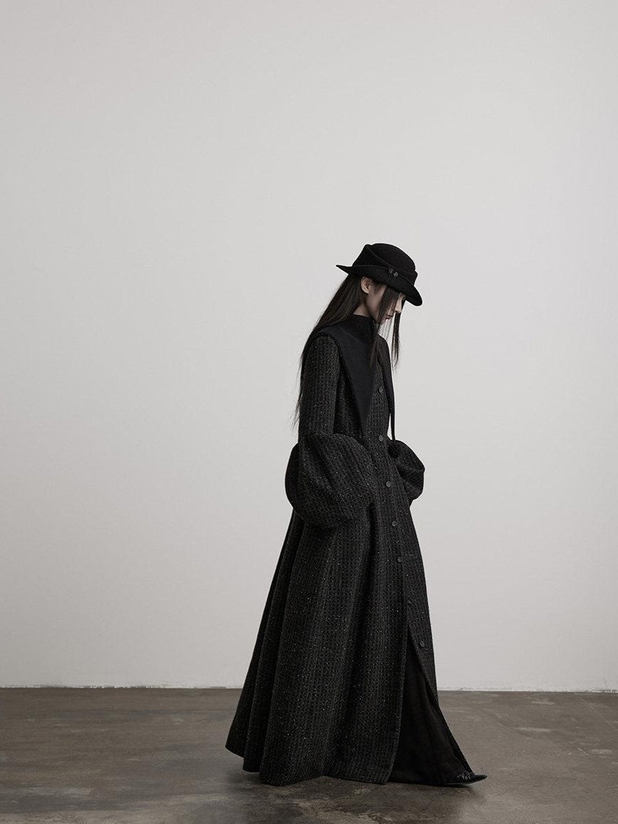 INDULGE Slim Casual Tailored Viscose Wool Blend Plaid High Waist Women Daily Long Coats