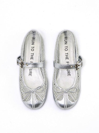 RUN TO THE FUTURE Breathable Cutout Slip On Casual Ballet Round Toe Lambskin Insole Flats