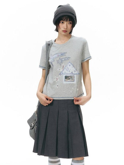 NAPSNAPS Cottage Applique Embroidered Print Women&