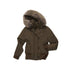 7Shiftin Warm Hooded Two Tone Fur Collar Toggle Closure Short Casual Women Puffer Jackets