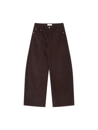RUN TO THE FUTURE Casual Mid Low Waist Zip Fly Polyester Women Deep Brown Wide-Leg Pants