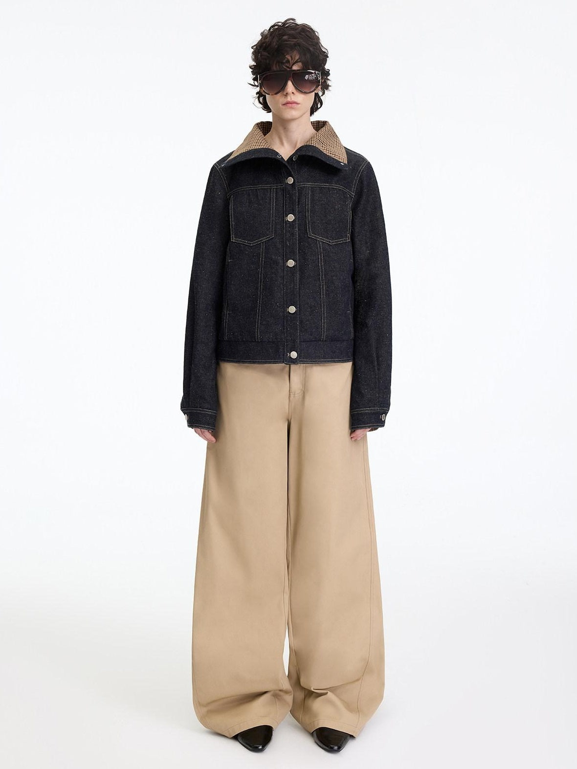 RUN TO THE FUTURE Indigo Relaxed Commuter Loose Fit Long Sleeve Solid Single Button Denim Jackets
